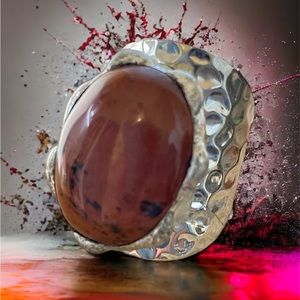 Boho Adjustable Band Ring: One-of-a-Kind Brown Tones. Perfect Gift!